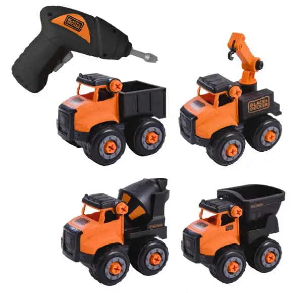 BLACK+DECKER SET 4 RAZSTAVLJIVIH VOZIL + BATERIJSKI VIJAČNIK 3+ STT014-S4-BD
